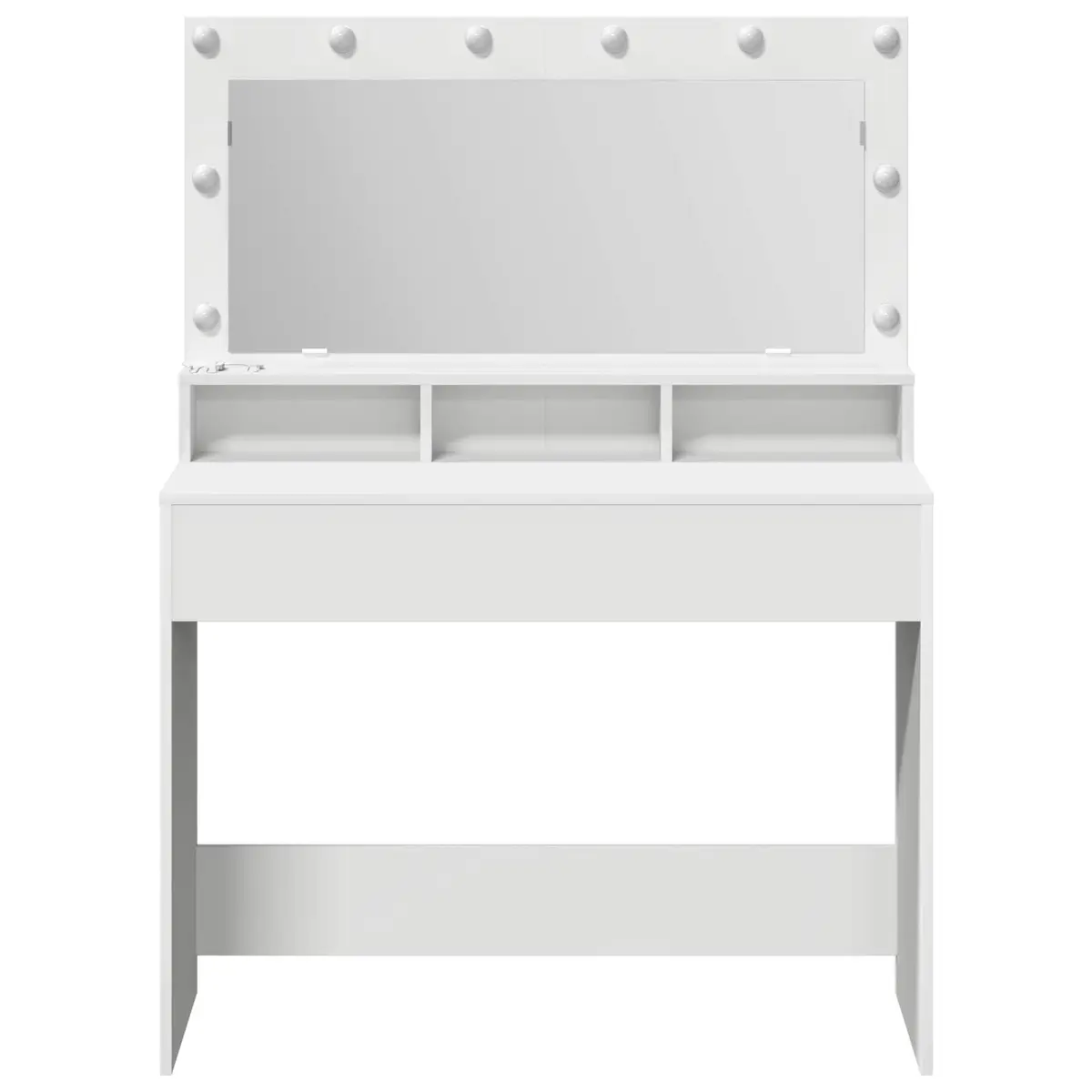 White Dressing Table with LED Mirror and Storage