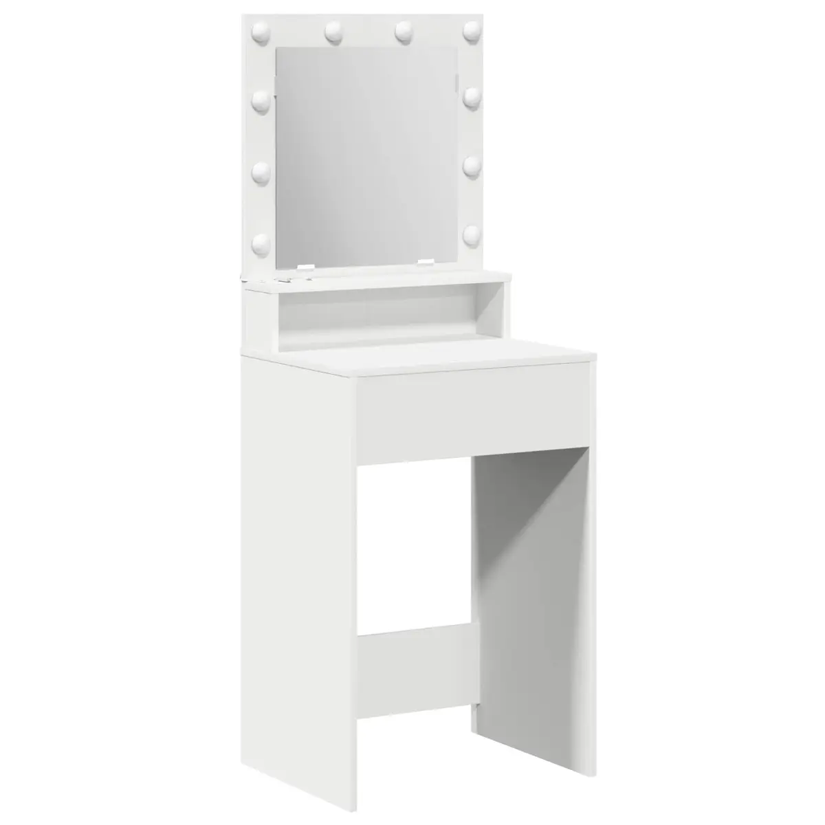 White Dressing Table with LED Mirror and Storage