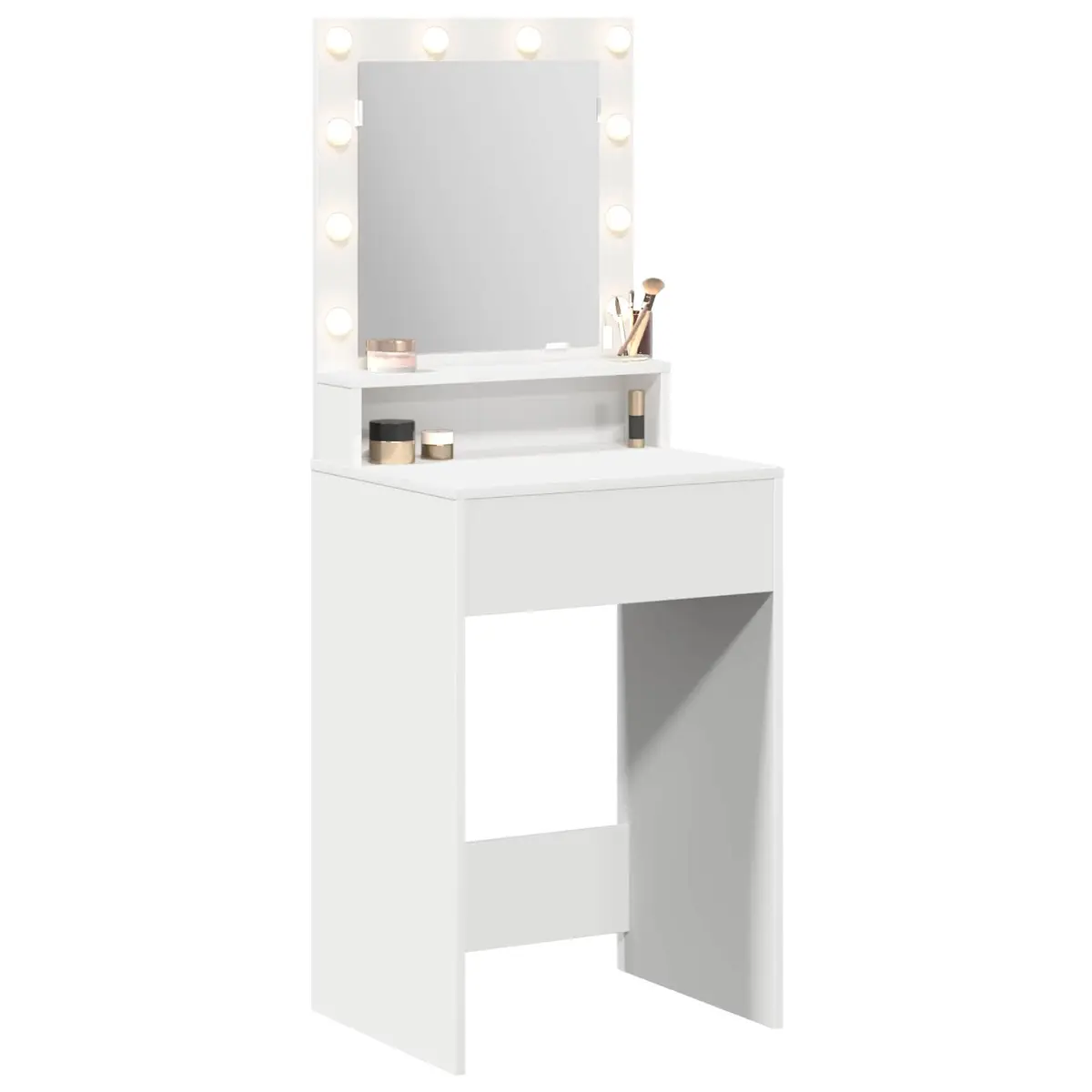 White Dressing Table with LED Mirror and Storage
