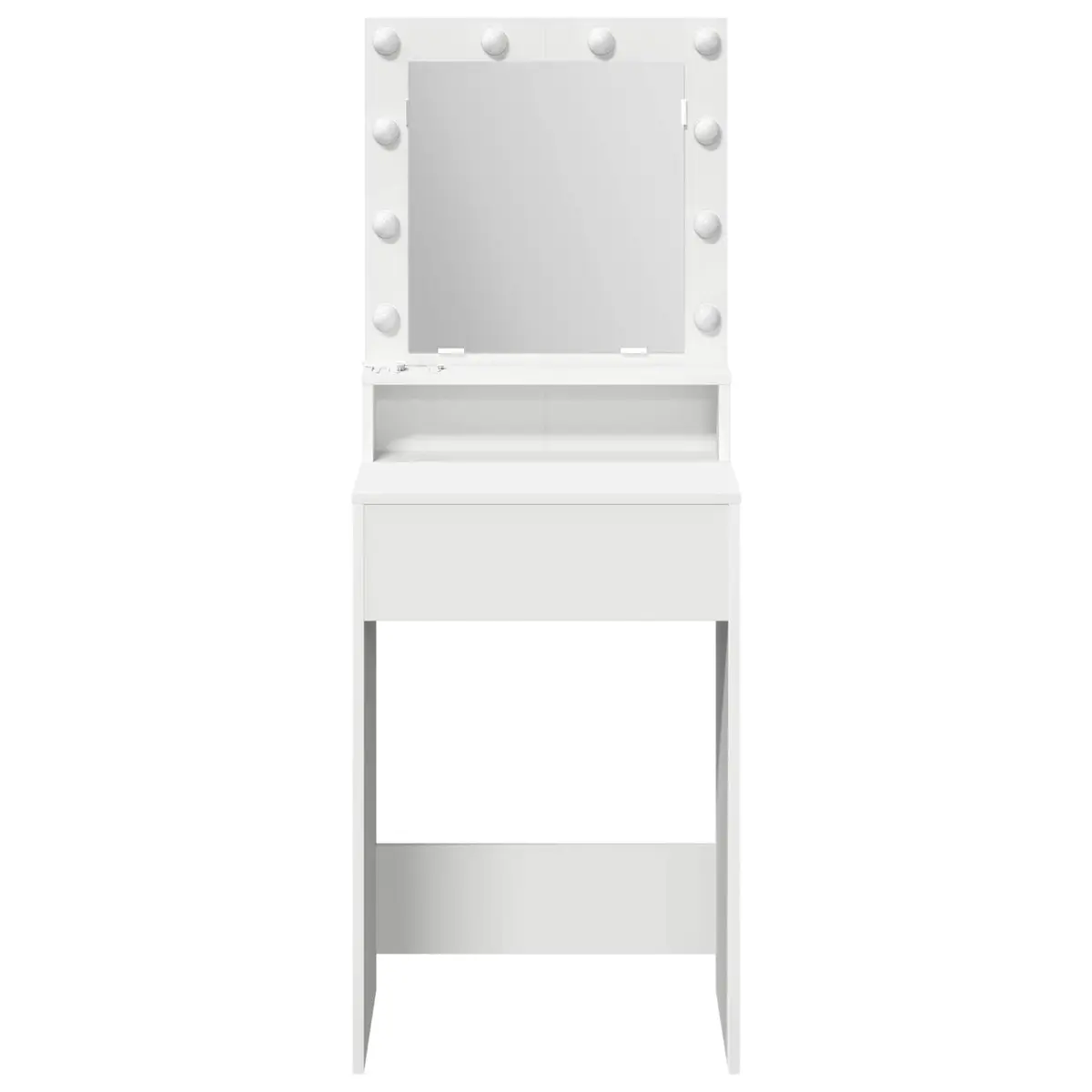 White Dressing Table with LED Mirror and Storage
