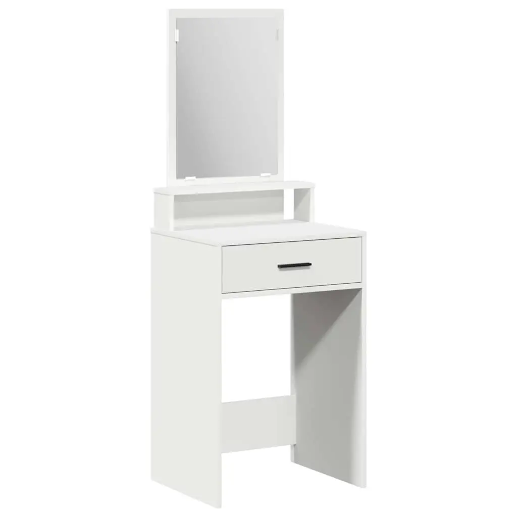 White Dressing Table with Large Mirror and Drawers