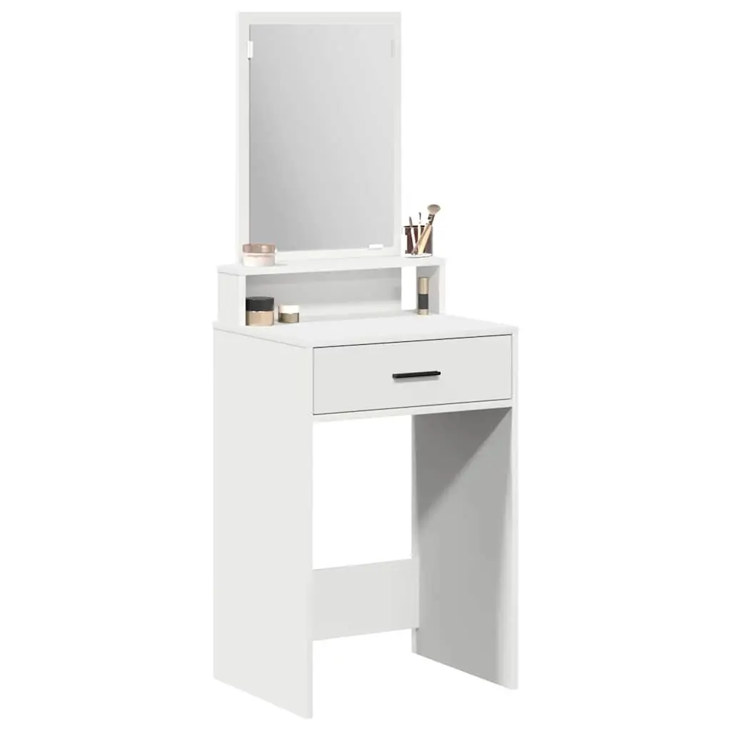 White Dressing Table with Large Mirror and Drawers