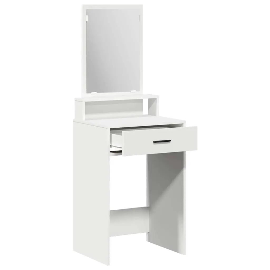 White Dressing Table with Large Mirror and Drawers
