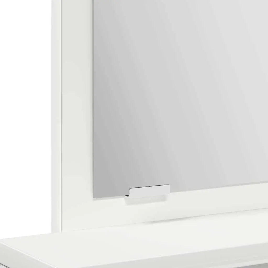 White Dressing Table with Large Mirror and Drawers
