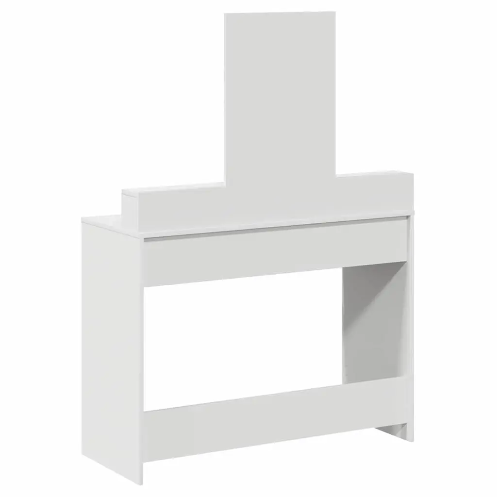 White Dressing Table with Large Mirror and Storage