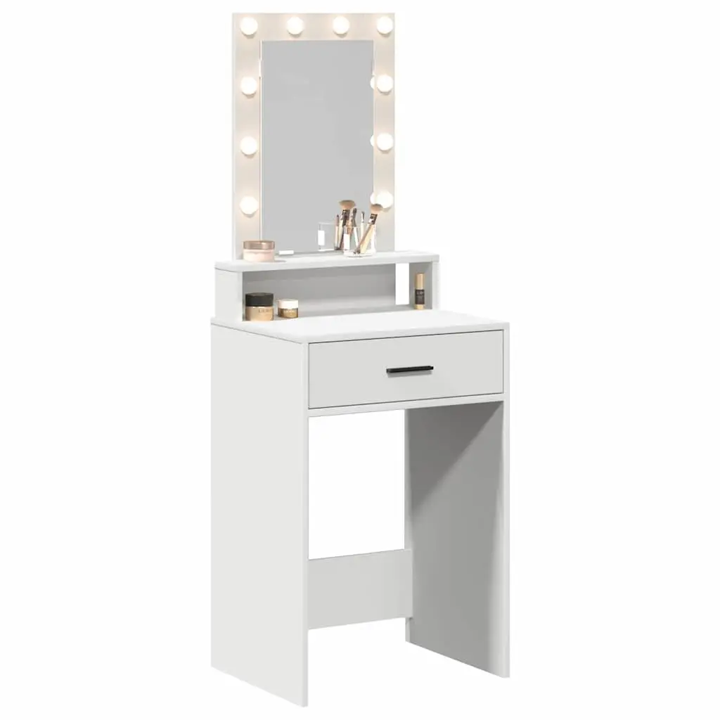 White Dressing Table with LED Lights and USB Charging