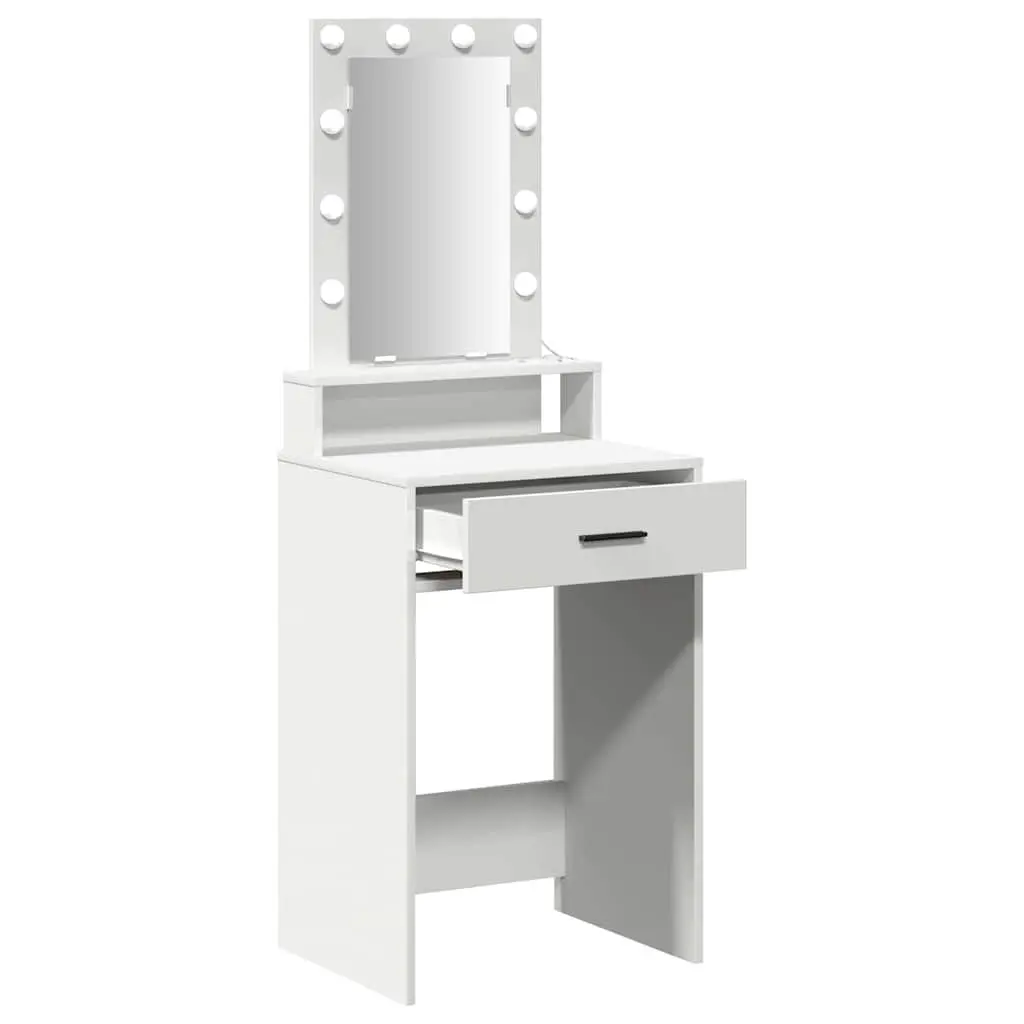 White Dressing Table with LED Lights and USB Charging