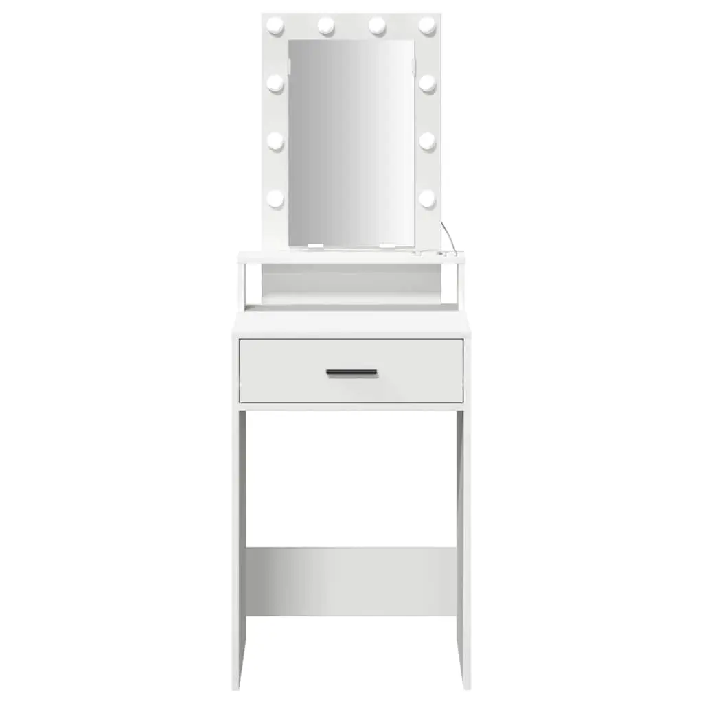 White Dressing Table with LED Lights and USB Charging