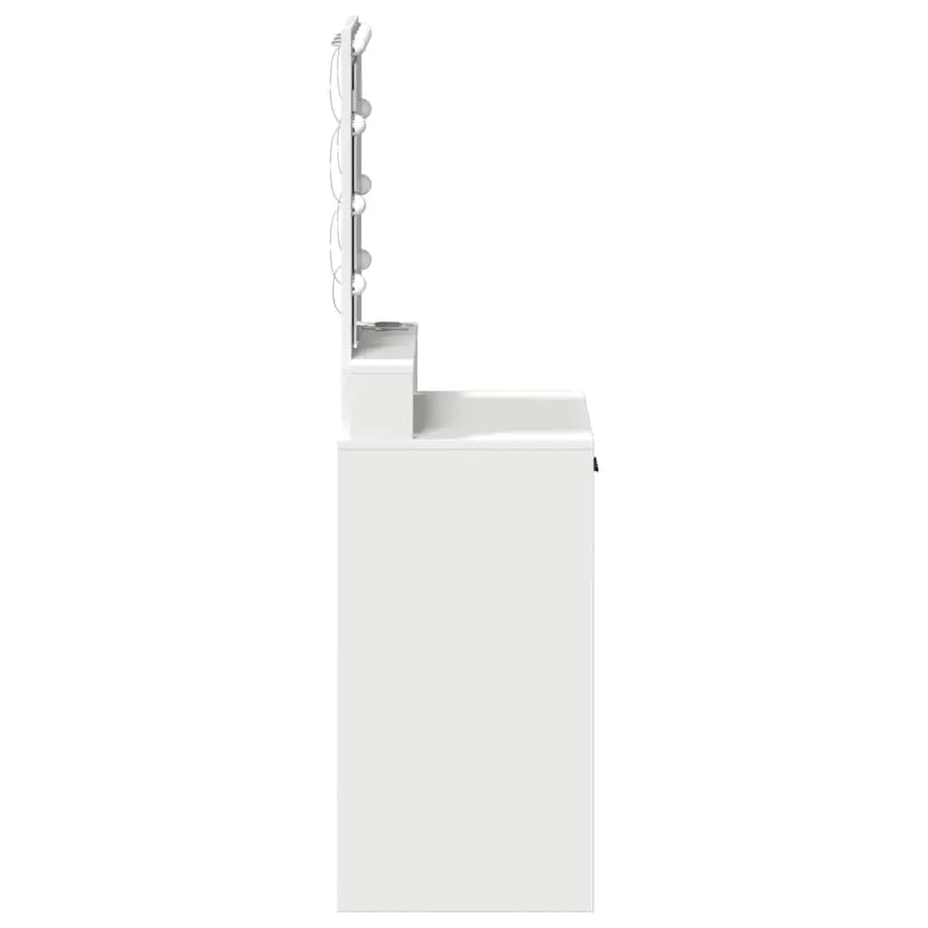 White Dressing Table with LED Lights and USB Charging