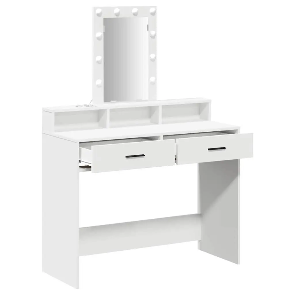 White Dressing Table with LED Mirror Lights