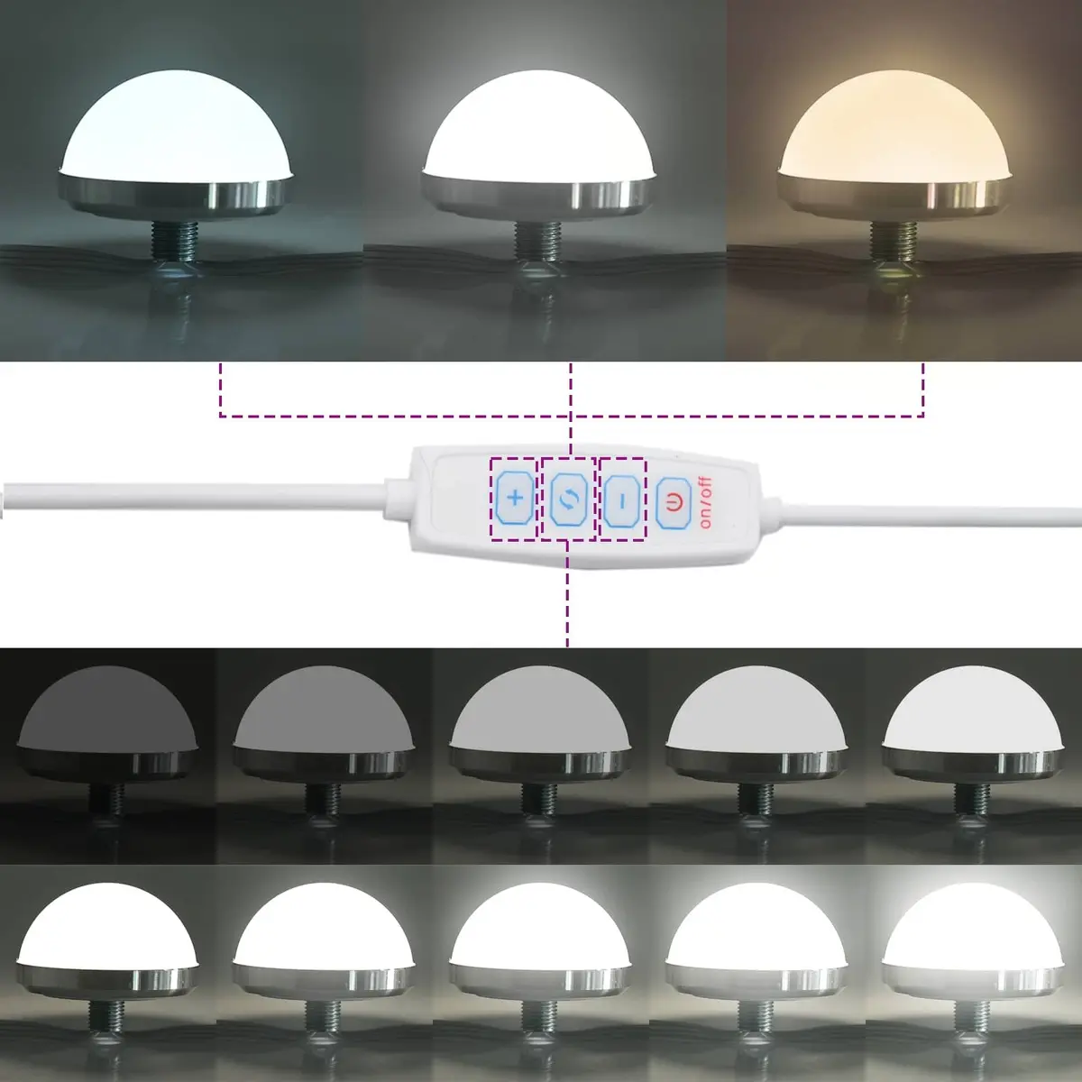 White Dressing Table with LED Lights and Mirror