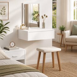 Stylish White Dressing Table with Ample Storage