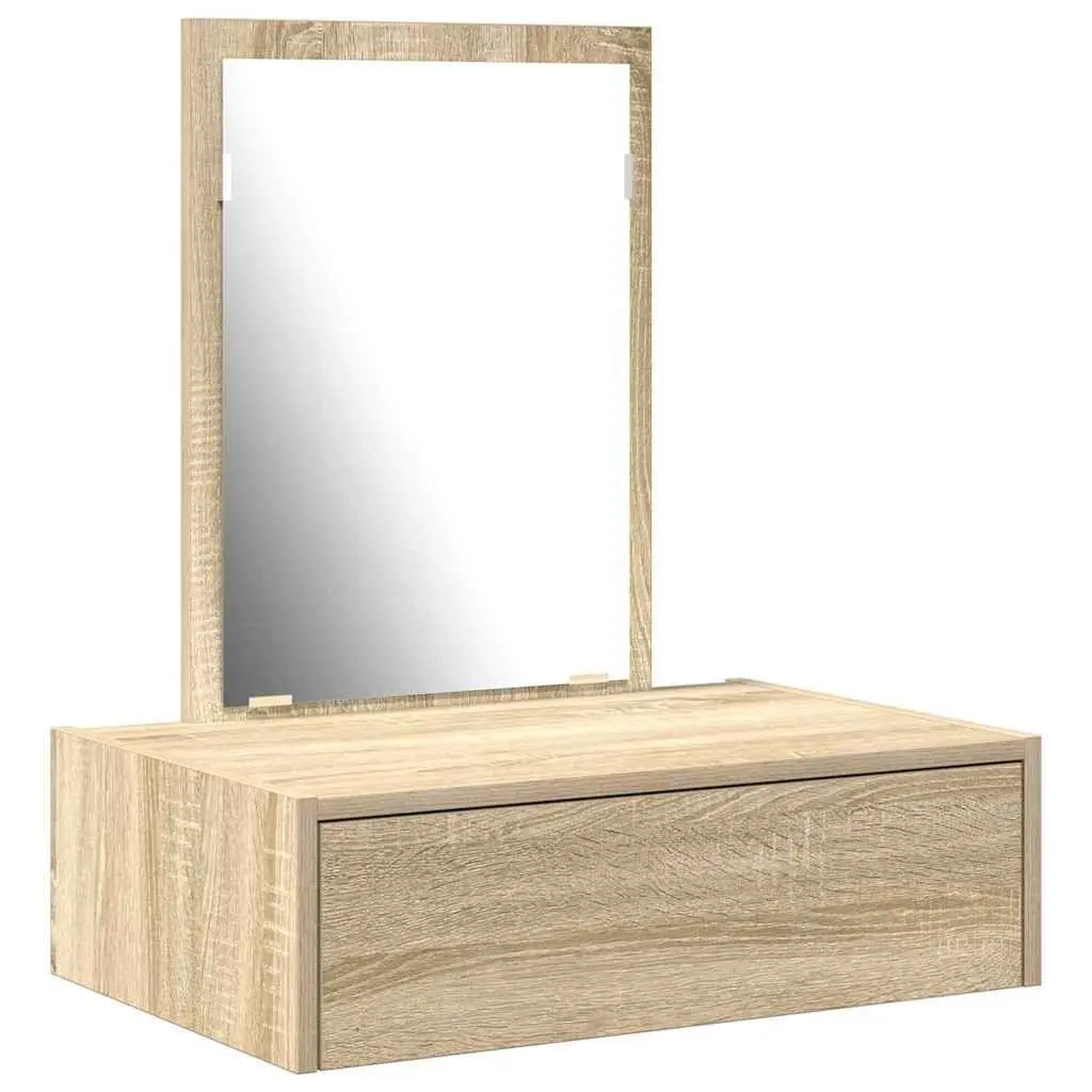 Brown Engineered Wood Dressing Table with Mirror