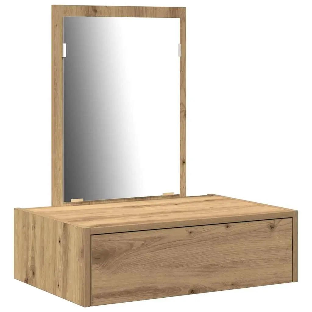 Brown Dressing Table with Mirror and Storage Drawers