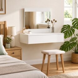 Modern White Dressing Table with Ample Storage 83x40x70cm