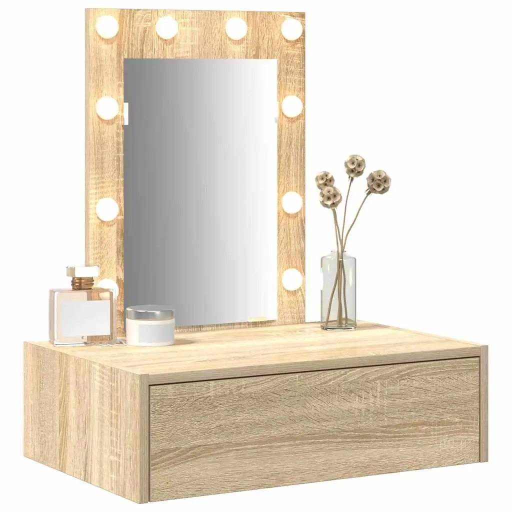 Brown Engineered Wood Dressing Table with Mirror