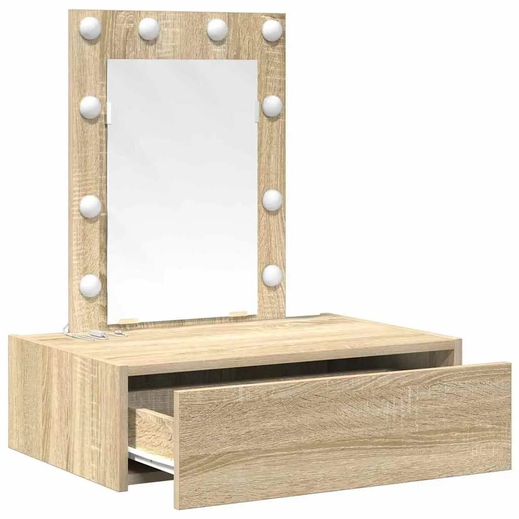 Brown Engineered Wood Dressing Table with Mirror