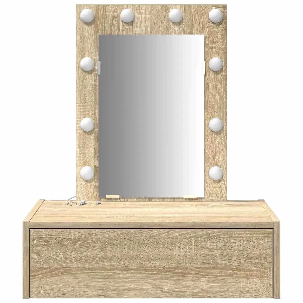 Brown Engineered Wood Dressing Table with Mirror