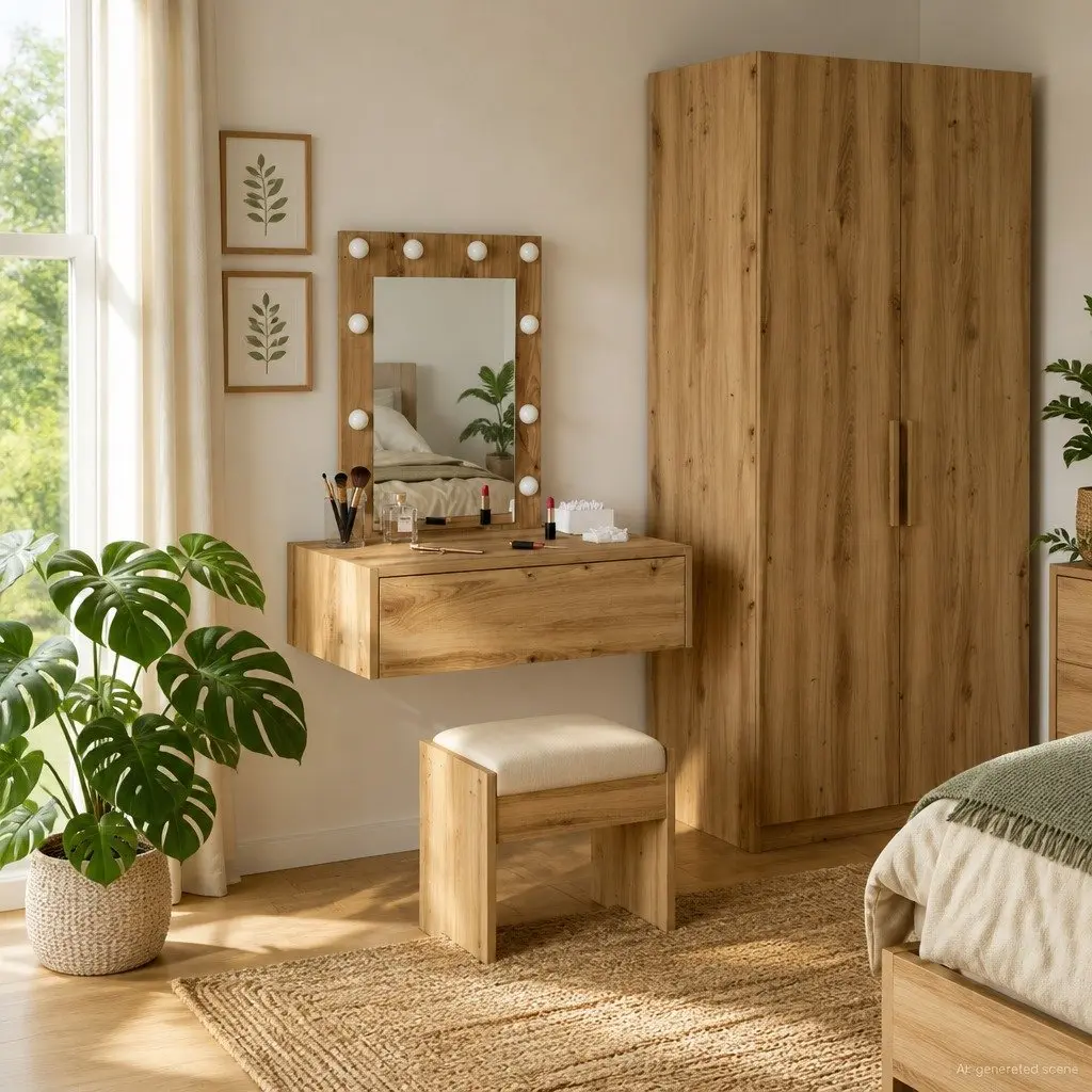 Brown Dressing Table with Ample Storage