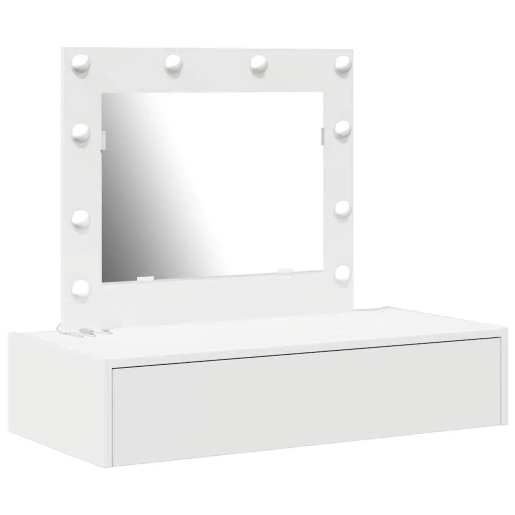 White Bedroom Vanity Unit with Mirror and Drawers