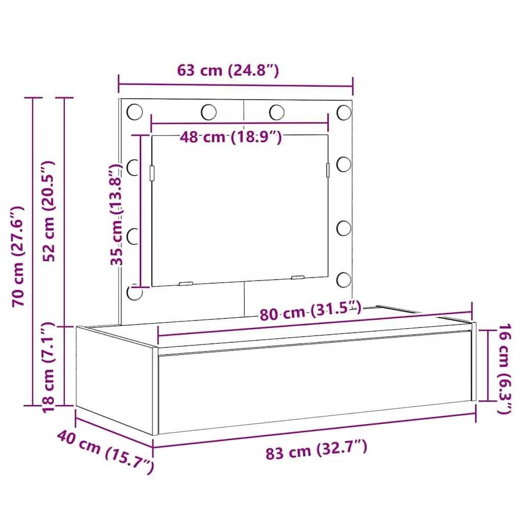White Bedroom Vanity Unit with Mirror and Drawers