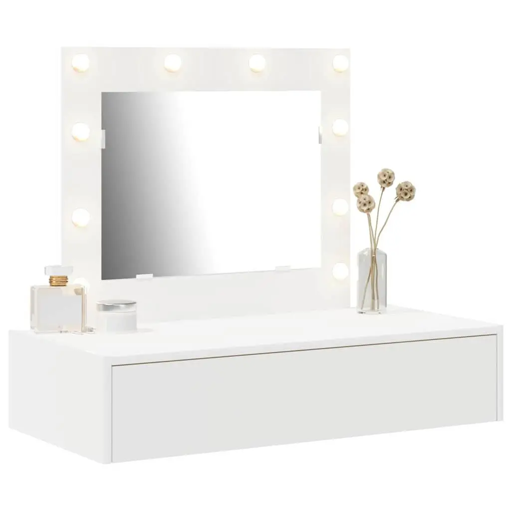 White Bedroom Vanity Unit with Mirror and Drawers