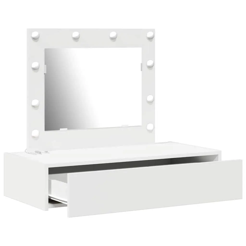 White Bedroom Vanity Unit with Mirror and Drawers