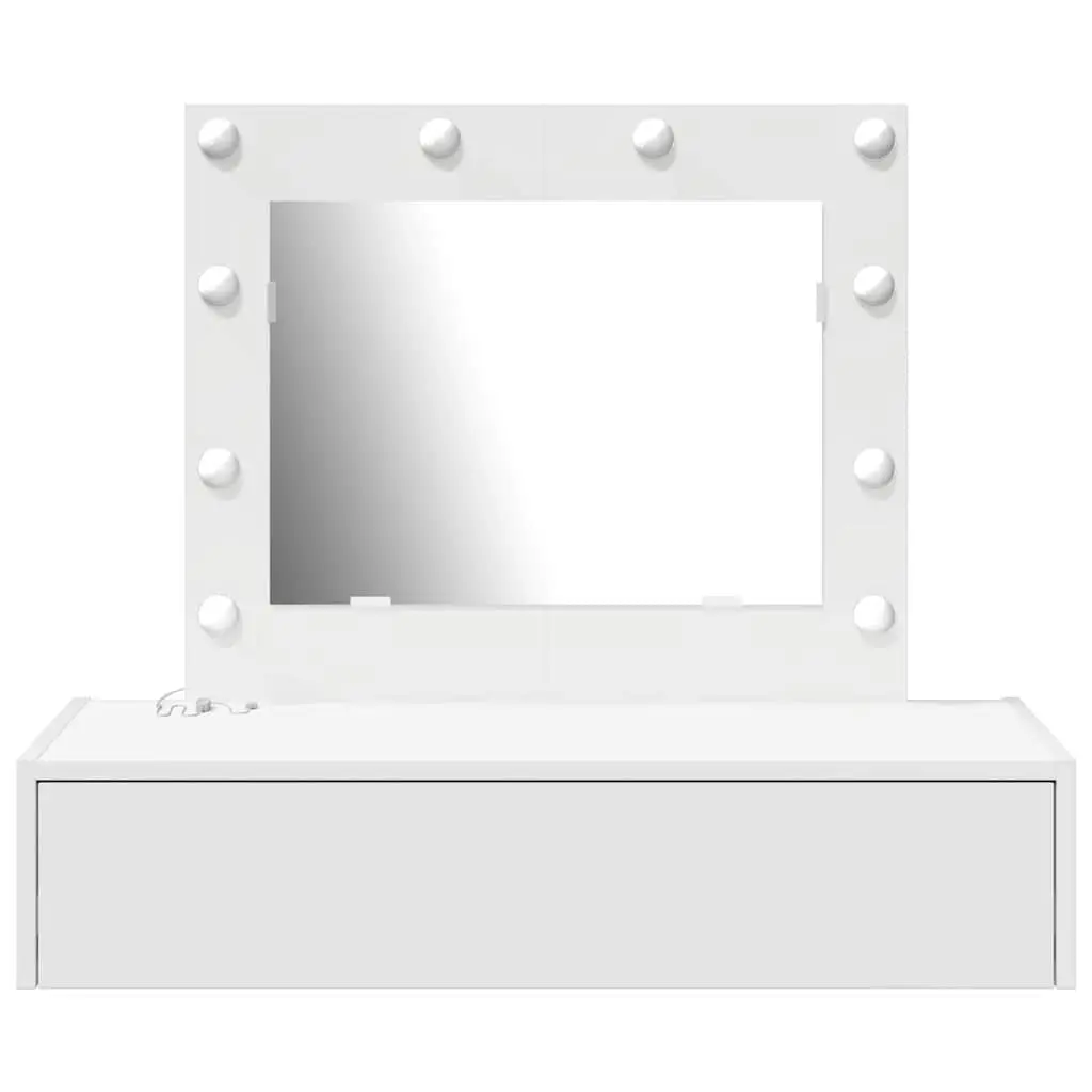 White Bedroom Vanity Unit with Mirror and Drawers