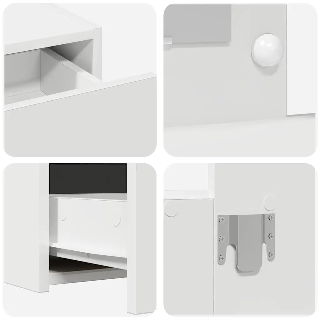 White Bedroom Vanity Unit with Mirror and Drawers