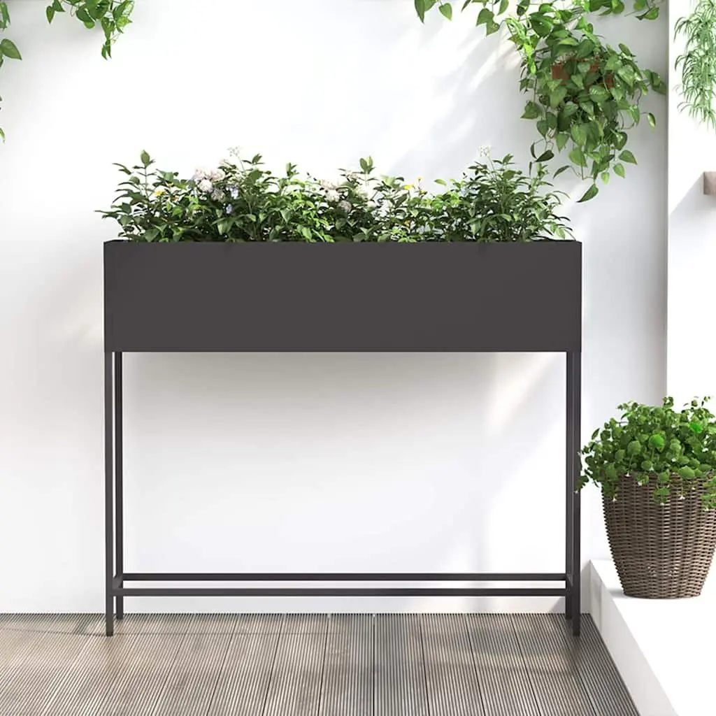 Rectangular Metal Raised Garden Planter in Black