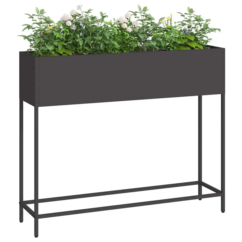 Rectangular Metal Raised Garden Planter in Black