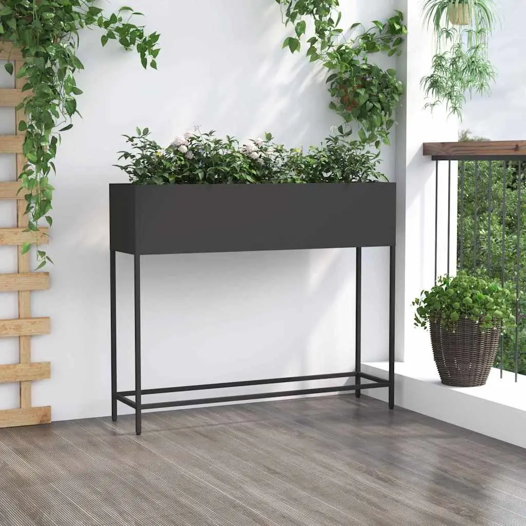 Rectangular Metal Raised Garden Planter in Black