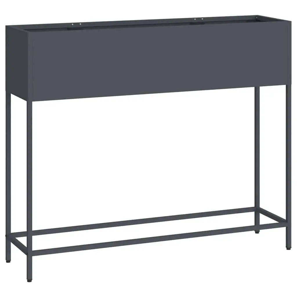 Rectangular Anthracite Metal Raised Garden Planter 100 x 26 x 82 cm