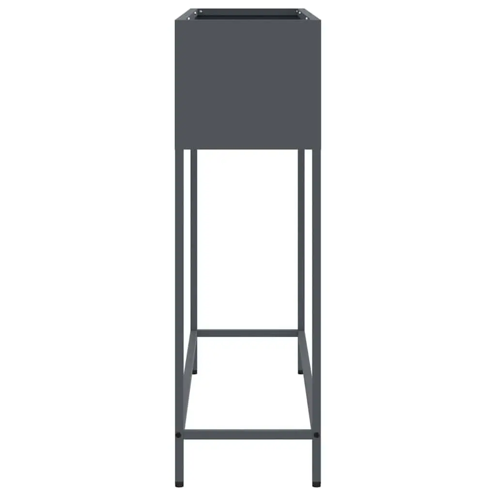 Rectangular Anthracite Metal Raised Garden Planter 100 x 26 x 82 cm