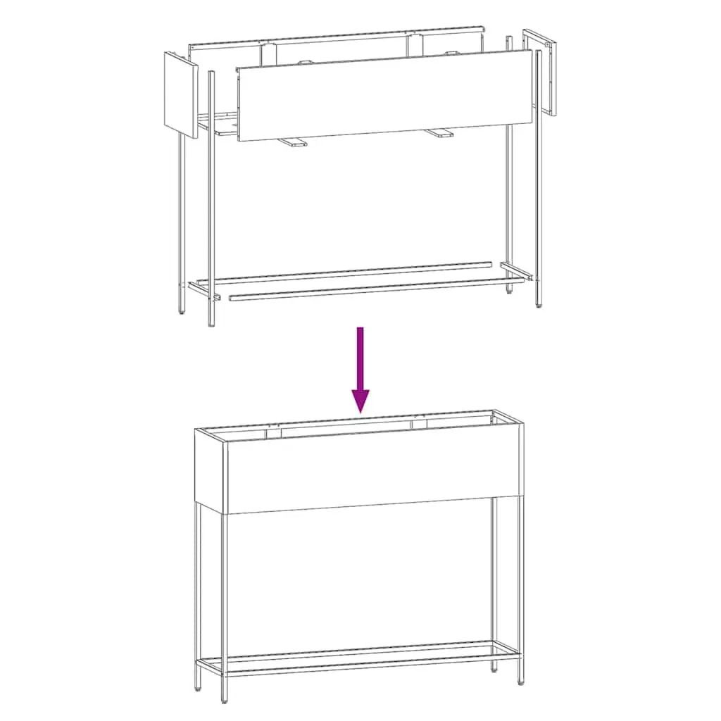 Rectangular Anthracite Metal Raised Garden Planter 100 x 26 x 82 cm