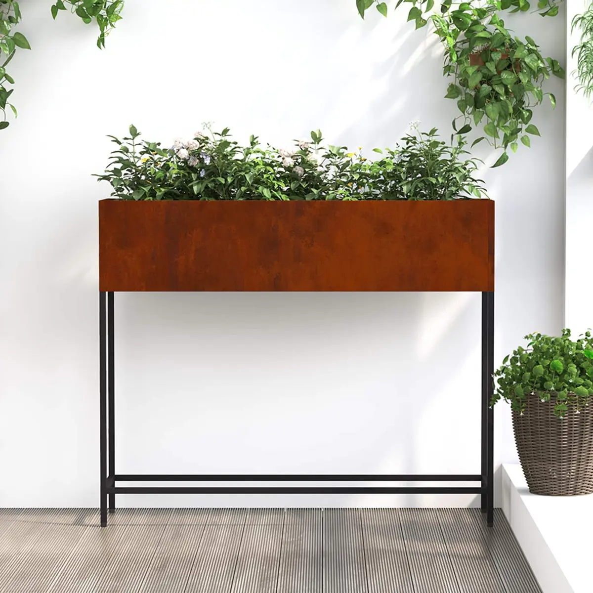 Rectangular Outdoor Raised Garden Planter 100x26x82cm