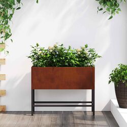 Rectangular Raised Garden Planter in Burnt Orange Steel