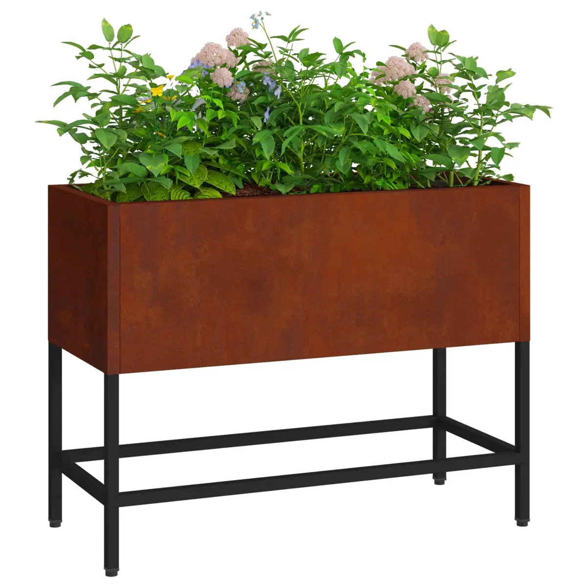 Rectangular Raised Garden Planter in Burnt Orange Steel