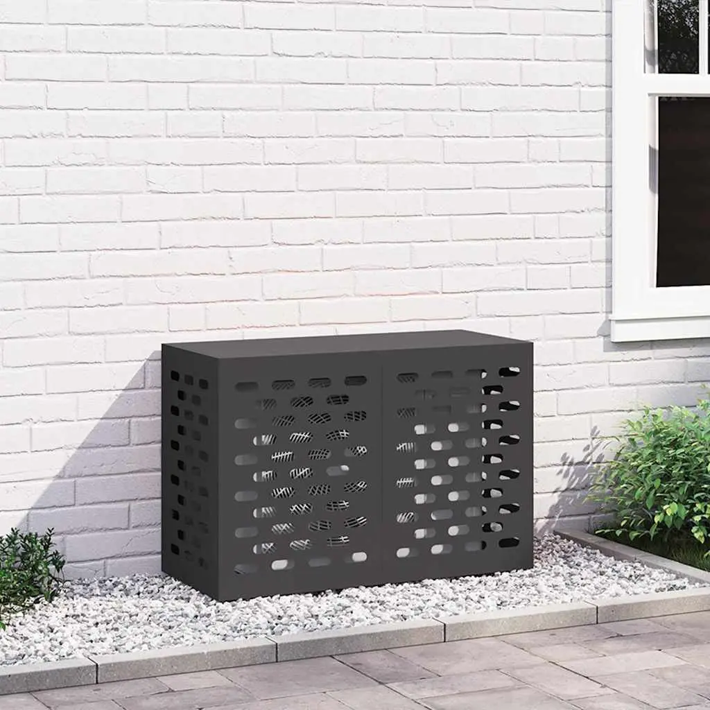 Air Conditioner Cover Steel Rectangular 90 x 40 x 60 cm Black