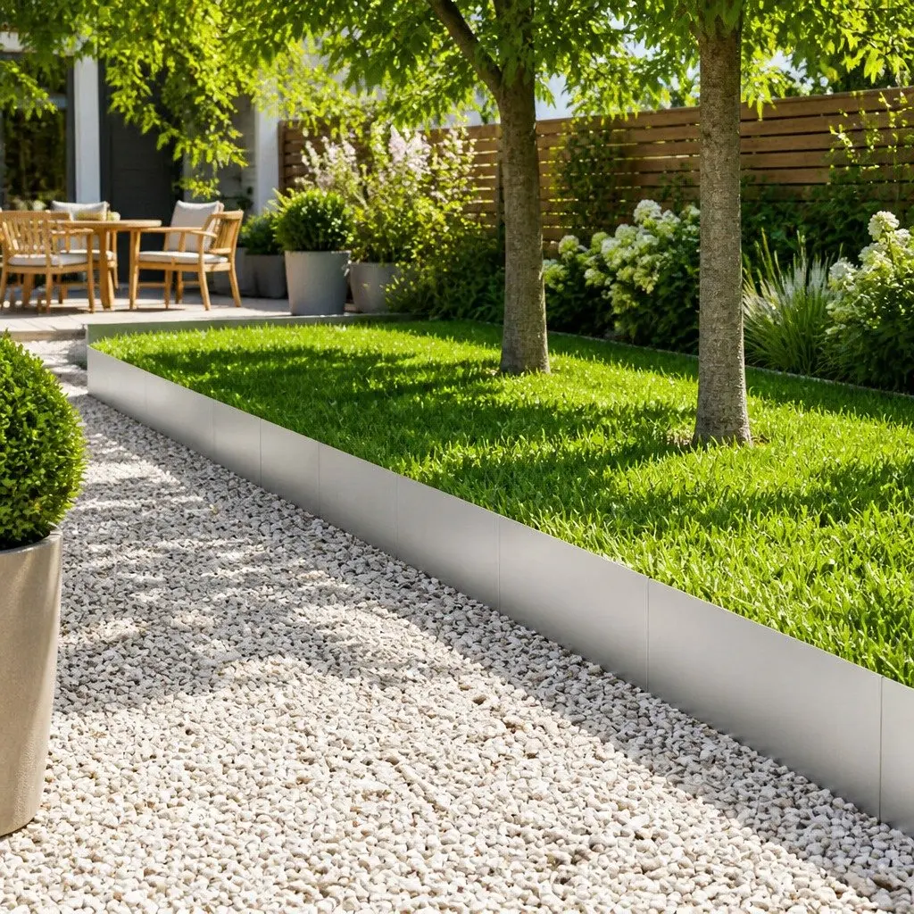 20 pcs 100cm Steel Lawn Edging in Silver
