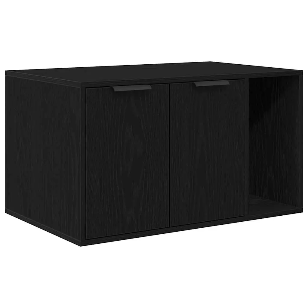 Cat Litter Box Enclosure Engineered Wood 80x50x45cm Black Oak
