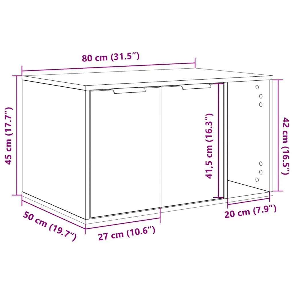 Cat Litter Box Enclosure Engineered Wood 80x50x45cm Black Oak
