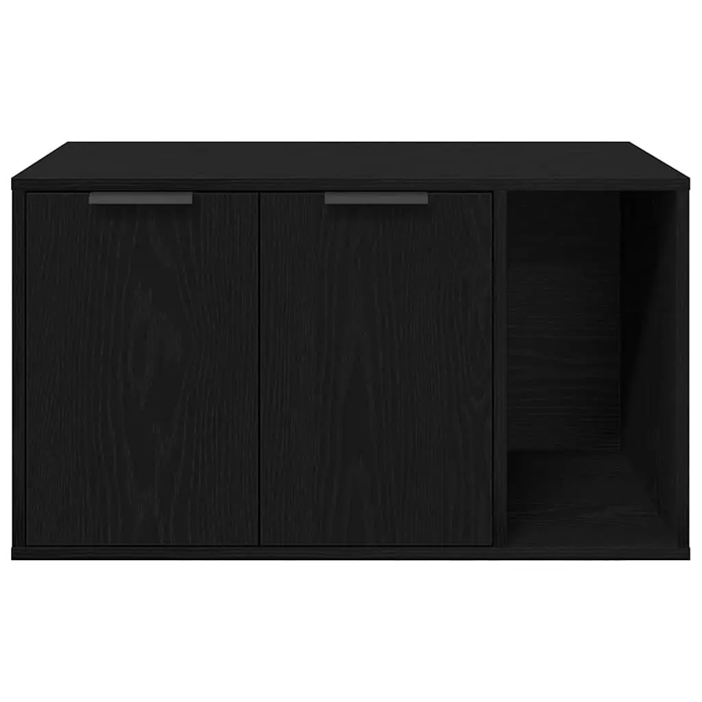 Cat Litter Box Enclosure Engineered Wood 80x50x45cm Black Oak