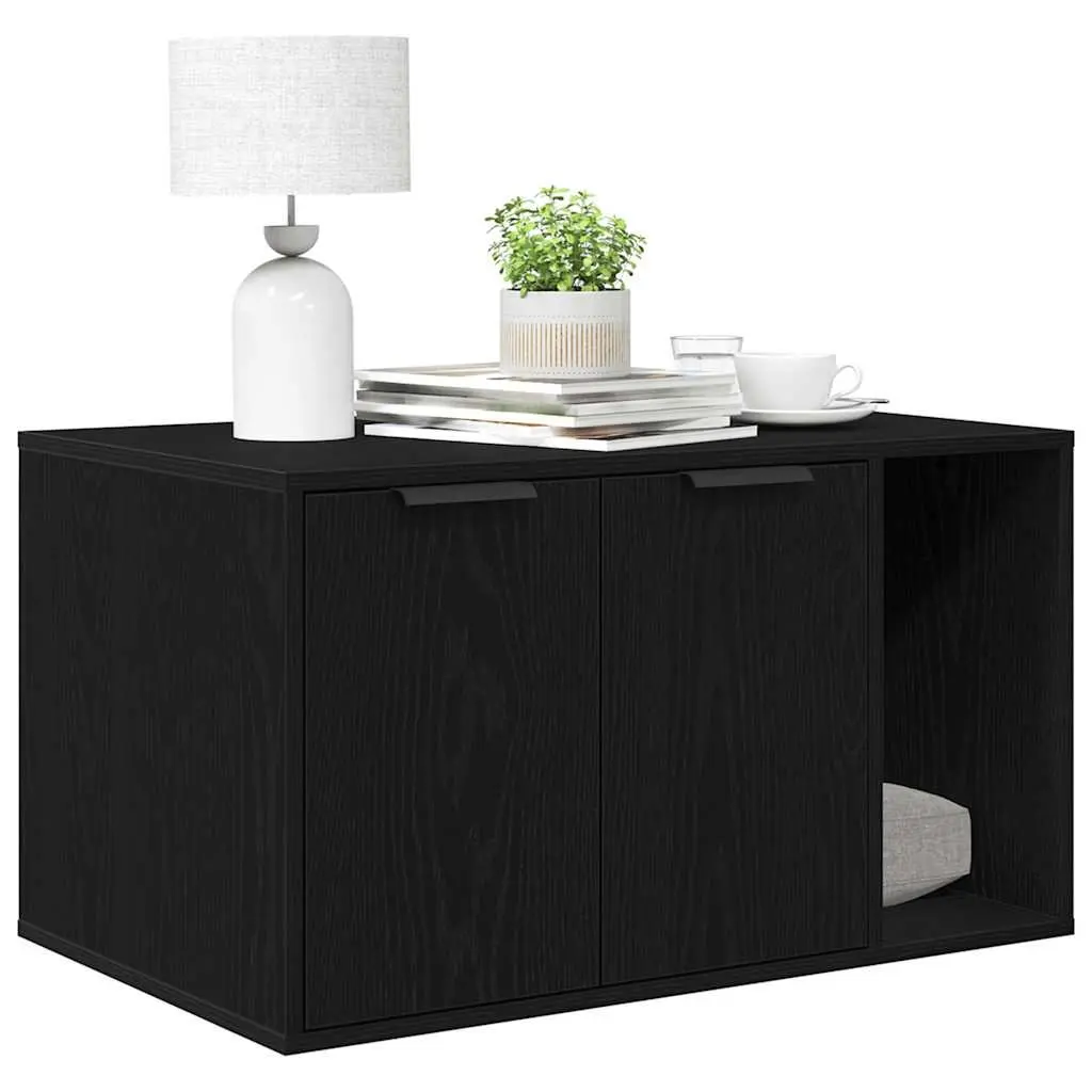Cat Litter Box Enclosure Engineered Wood 80x50x45cm Black Oak