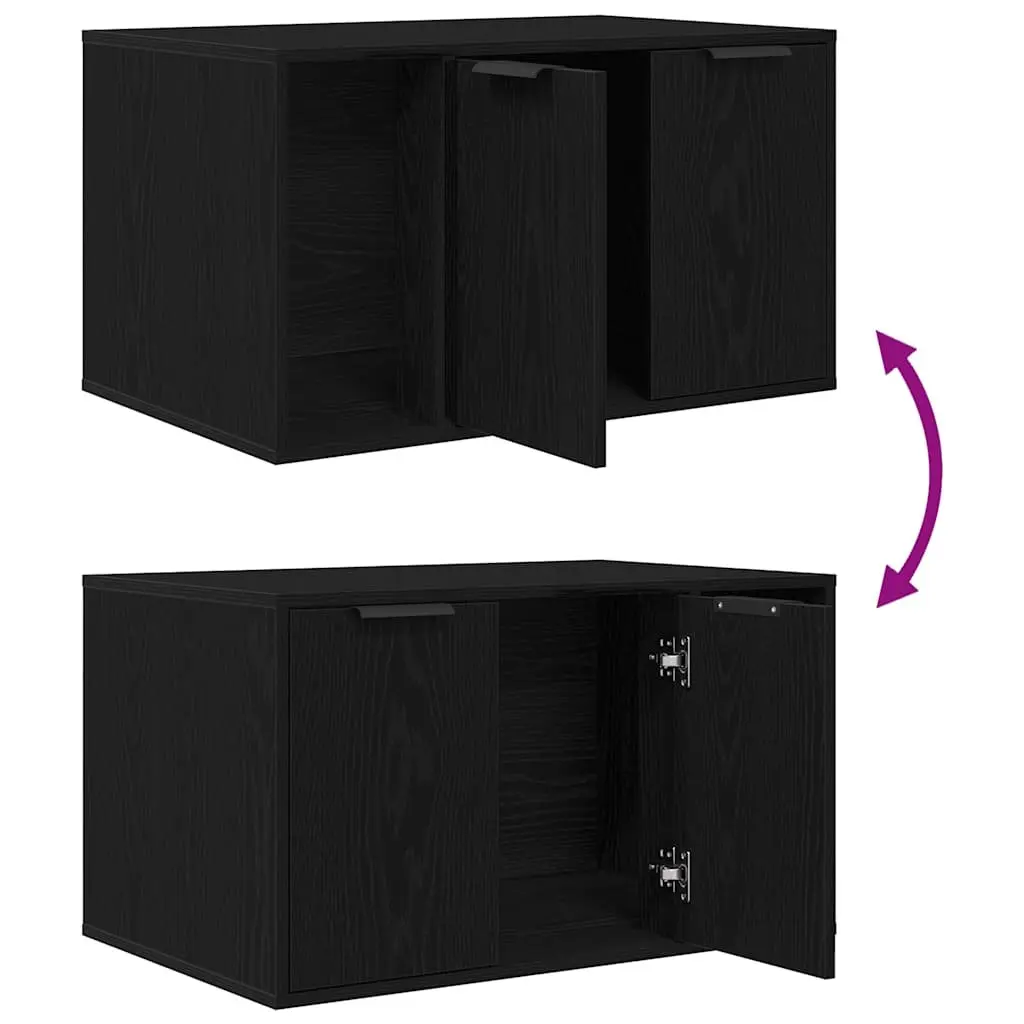 Cat Litter Box Enclosure Engineered Wood 80x50x45cm Black Oak