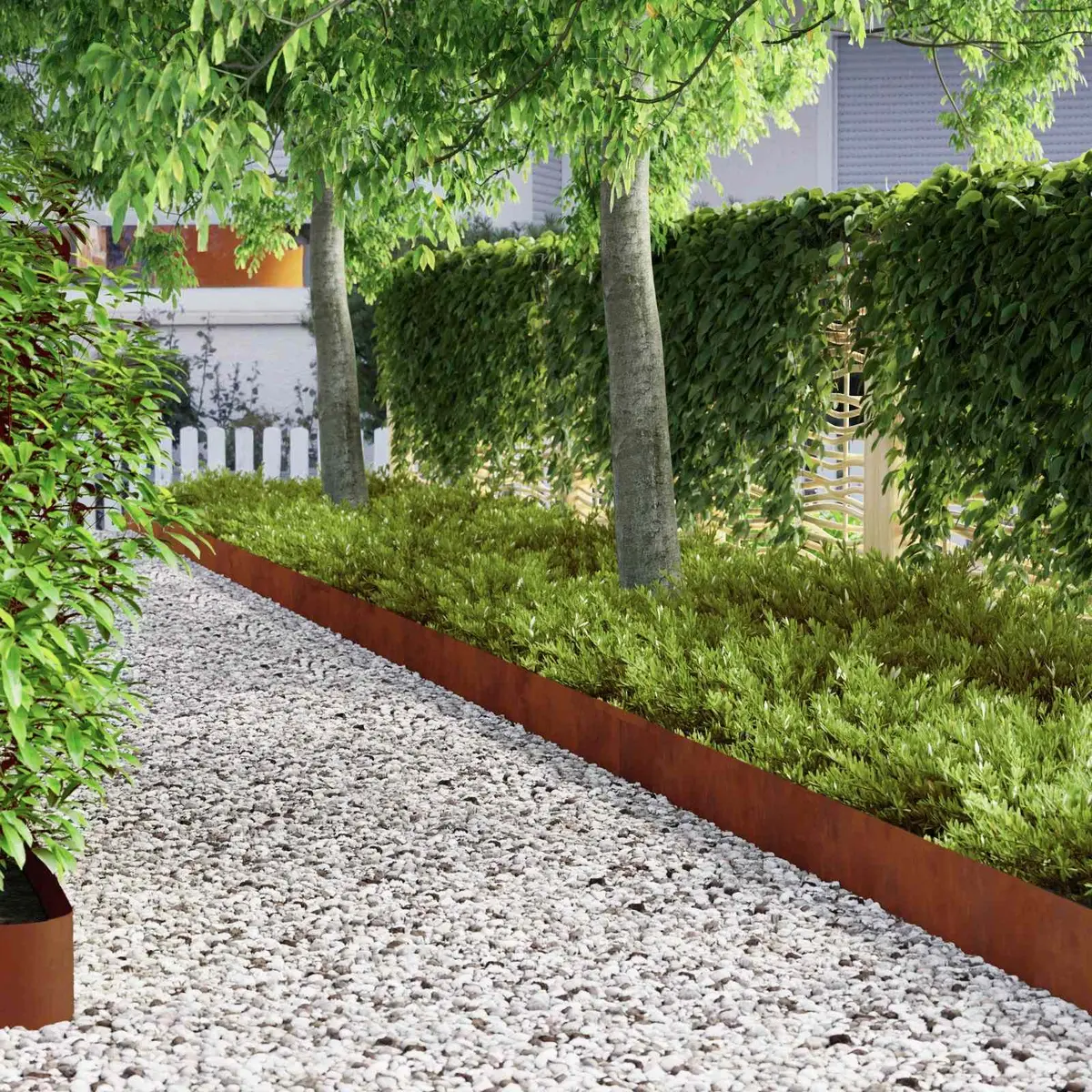 Garden Lawn Edging 4 pcs 450cm Weathering Steel Border Rusty Brown Landscape
