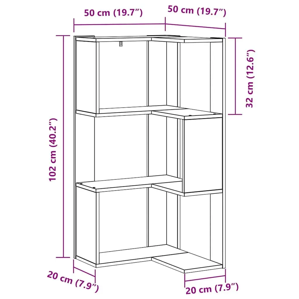 Black Oak Bookcase 50 x 50 x 102 cm