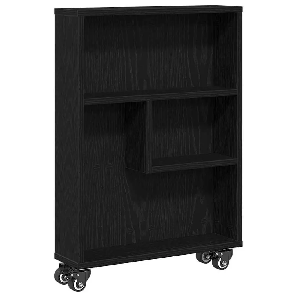 Black Oak Engineered Wood Narrow Storage Trolley
