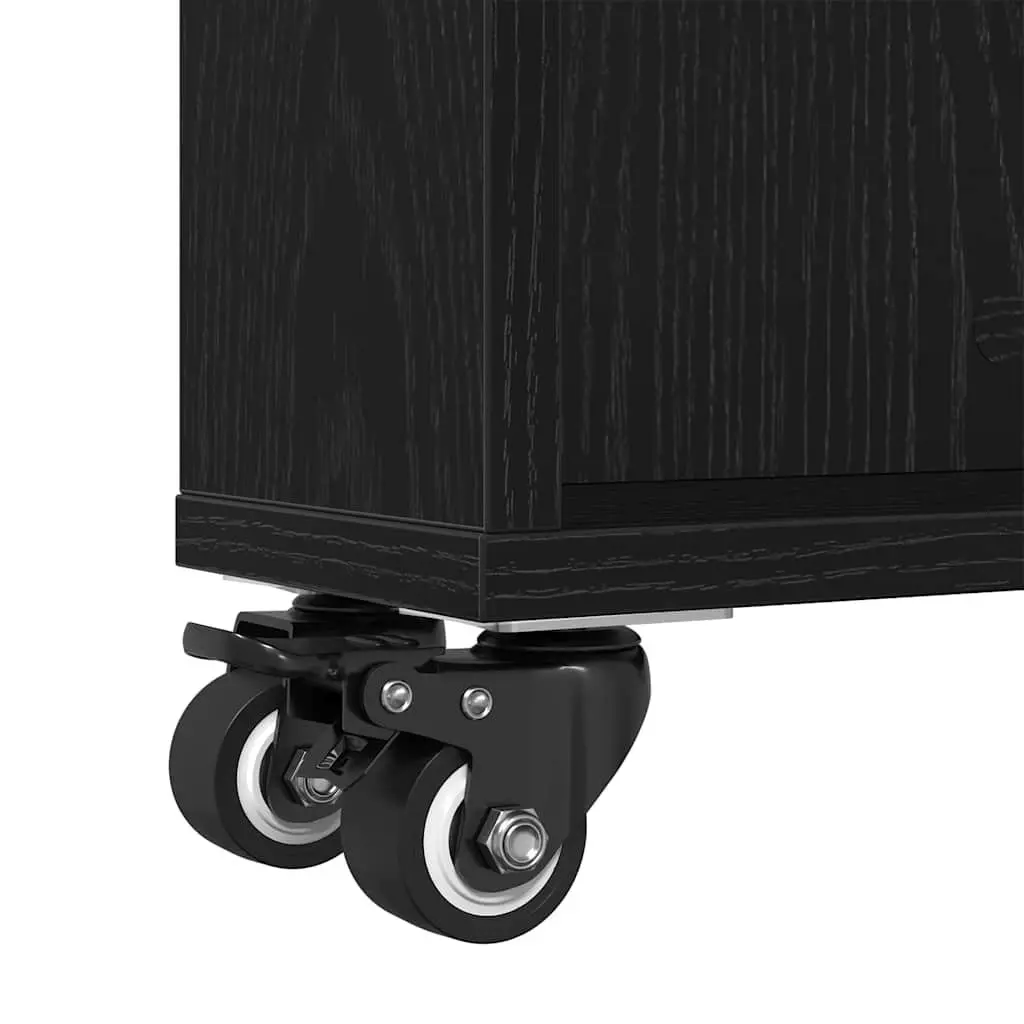 Black Oak Engineered Wood Narrow Storage Trolley