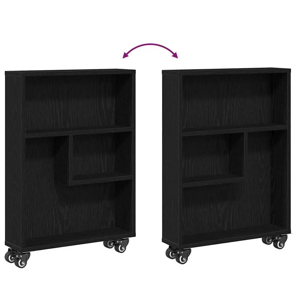 Black Oak Engineered Wood Narrow Storage Trolley
